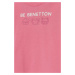Dětské bavlněné tričko s dlouhým rukávem United Colors of Benetton růžová barva