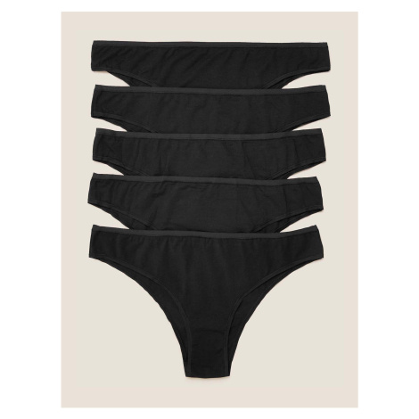 Brazilské kalhotky z modalu, bez viditelných lemů, 5 ks v balení Marks & Spencer černá