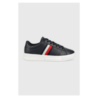 Kožené sneakers boty Tommy Hilfiger SUPERCUP LEATHER tmavomodrá barva, FM0FM04706