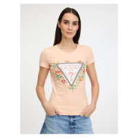 Meruňkové dámské tričko Guess Triangle Flowers
