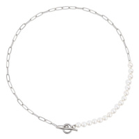 Perličkový náhrdelník z chirurgické oceli ONHR0028F