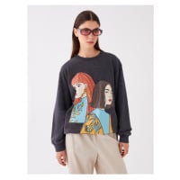 LC Waikiki Crew Neck Printed Long Sleeve Oversize Women's Sweatshirt