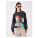 LC Waikiki Crew Neck Printed Long Sleeve Oversize Women's Sweatshirt