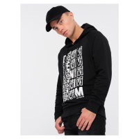 Ombre Men's unlined kangaroo sweatshirt with hood and print - black