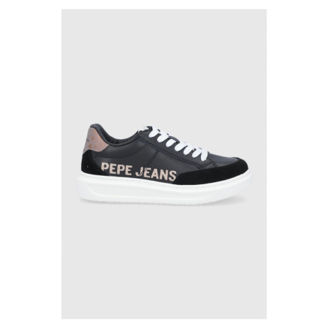 Kožené boty Pepe Jeans Abbey Willy černá barva, na platformě