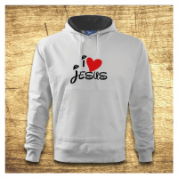 Mikina s kapucňou s motívom I love Jesus