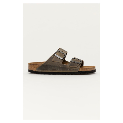 Kožené pantofle Birkenstock Arizona dámské, zelená barva