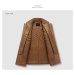 Pánský vlněný kabát s knoflíky a límcem - HNĚDÝ XXL