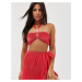 ASOS DESIGN beach bralet in pleated satin co-ord-Red
