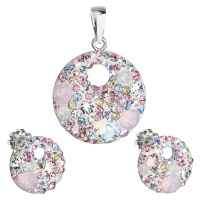Evolution Group Sada šperků s krystaly Swarovski náušnice a přívěsek mix růžové kulaté 39148.3