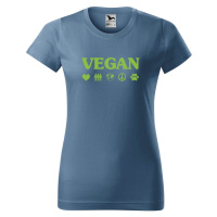 DOBRÝ TRIKO Dámské tričko s potiskem Vegan symboly Barva: Denim