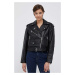 Kožená ramoneska Calvin Klein Jeans dámská, černá barva, přechodná, oversize