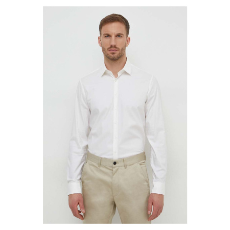 Košile Calvin Klein pánská, bílá barva, slim, s klasickým límcem, K10K112301