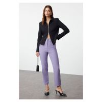 Trendyol Lilac Cigarette Pattern Dart High Waist Ankle Length Woven Trousers