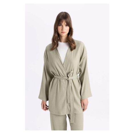 DEFACTO Relax Fit Shawl Collar Wrap Kimono