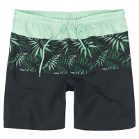 RED by EMP Swim Shorts With Palm Trees Pánské plavky cerná/zelená