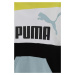 Dětská mikina Puma ESS BLOCK TR B žlutá barva, s kapucí, vzorovaná
