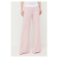 Kalhoty Victoria Beckham dámské, růžová barva, široké, medium waist