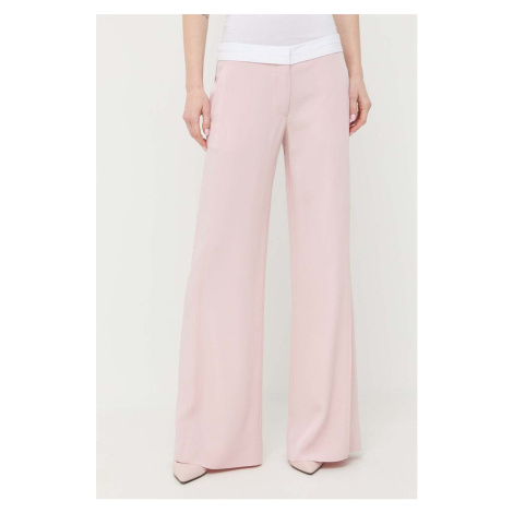 Kalhoty Victoria Beckham dámské, růžová barva, široké, medium waist Victoria Victoria Beckham