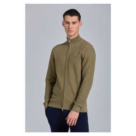 SVETR GANT D1. COTTON TEXTURE FULLZIP zelená