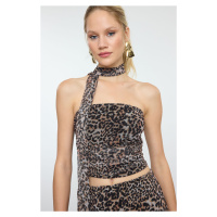 Trendyol Multicolored Leopard Patterned Crop Tulle Bustier