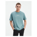 Reserved - Oversized tričko s plastickým potiskem - Modrá
