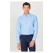 AC&Co / Altınyıldız Classics Men's Blue Buttoned Collar Easy to Iron Cotton Slim Fit Slim Fit Ox