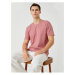 Koton Basic T-shirt with Label Detail Short Sleeves Crew Neck Cotton.