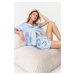Trendyol Blue Satin Woven Pajamas Set