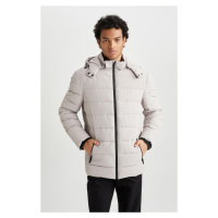 DEFACTO Slim Fit Stand Collar Faux Fur Lined Puffer Coat