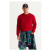 ALTINYILDIZ CLASSICS Men's Red Standard Fit Normal Cut Crew Neck Knitwear Sweater.