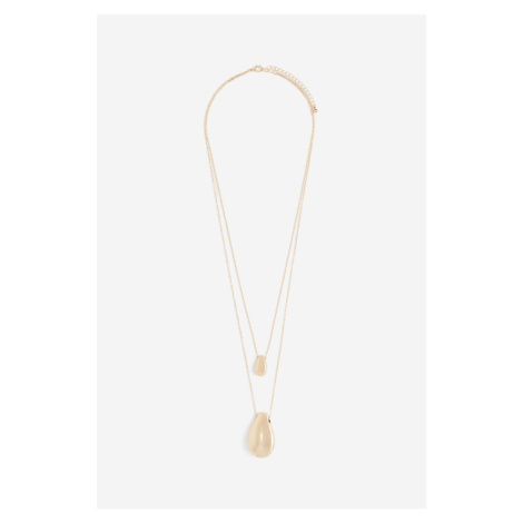 H & M - Dvouřadý náhrdelník's přívěskem - zlatá H&M