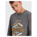 Men's collegiate style printed longsleeve - grey V1 OM-LSPT-0117