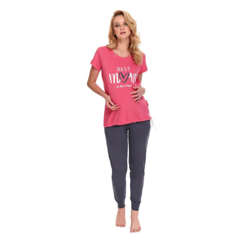 Kojicí a těhotenské pyžamo Best mom růžové dn-nightwear