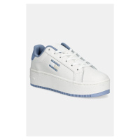 Kožené sneakers boty Tommy Jeans TJW FLATFORM ESS bílá barva, EN0EN02518