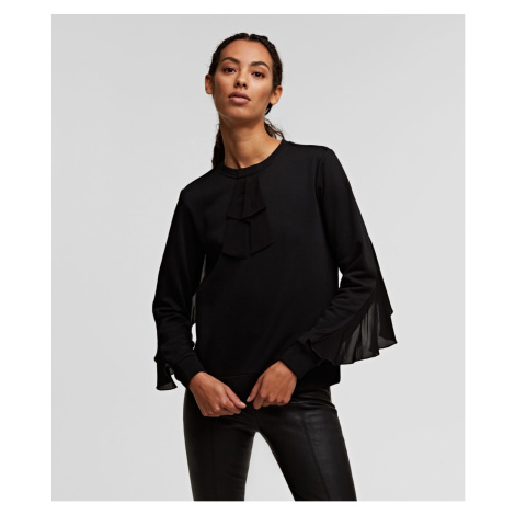Mikina Karl Lagerfeld Bow & Ruffle Sweatshirt - Černá