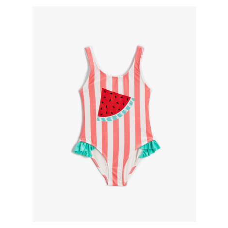 Koton Swimsuit Watermelon Printed Thick Strap Ruffle Detailed