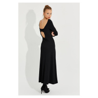 Cool & sexy dámské černé zadní detailní košilky midi šaty