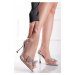 Stříbrno-transparentní sandály s mašlí Victoria
