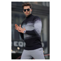 Madmext Black Turtleneck Patterned Sweater 6845