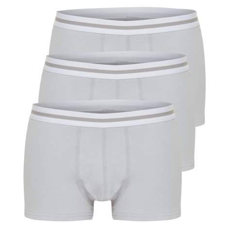 Trendyol Gray Striped Elastic Cotton 3-Piece Camisole Basic Boxer