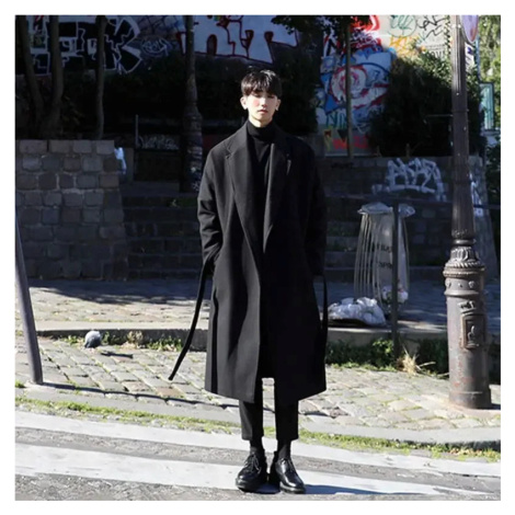 Pánský vlněný kabát – dlouhý, zateplený, korejský styl