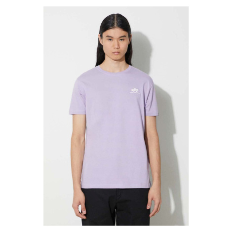 Bavlněné tričko Alpha Industries fialová barva, s potiskem