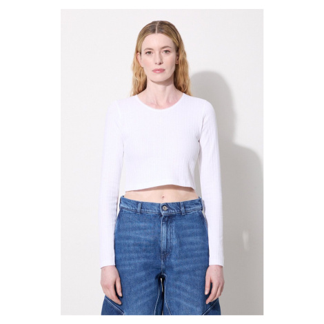 Bavlněné tričko s dlouhým rukávem JW Anderson Cropped Anchor Embroidery Longsleeve Top bílá barv