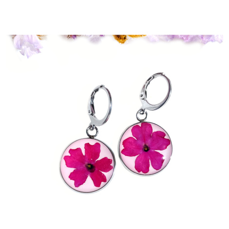 Šperk z pravých květin - Náušnice Květ verbeny