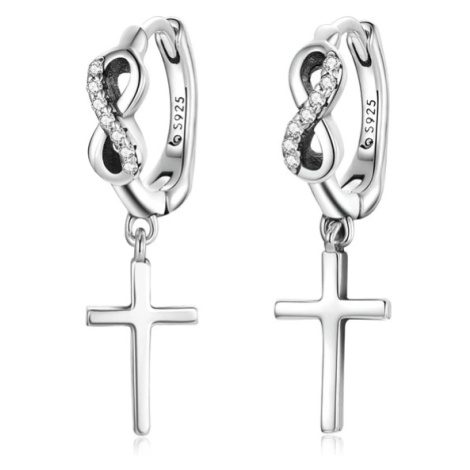 GRACE Silver Jewellery Stříbrné náušnice symbol Nekonečno a Kříž, stříbro 925/1000 E-BSE474/45 S