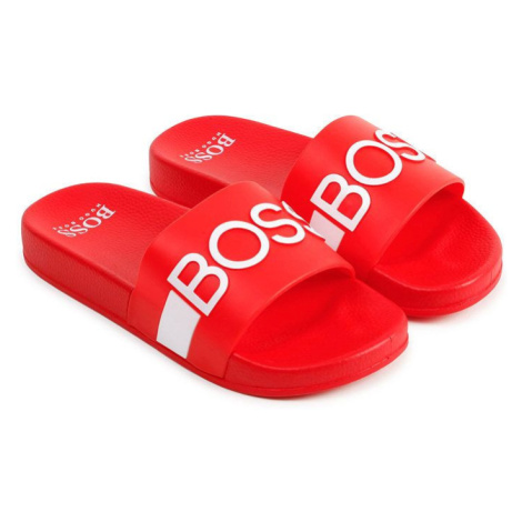 Dětské pantofle BOSS červená barva Hugo Boss