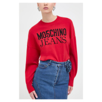 Bavlněný svetr Moschino Jeans červená barva, lehký