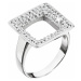 Evolution Group Stříbrný prsten s krystaly Swarovski bílý čtverec 35059.1