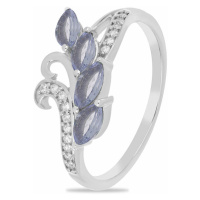 Prsten stříbrný s broušenými tanzanity a zirkony Ag 925 026347 TZ - 62 mm , 2,7 g